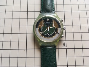 良好 レア ヴィンテージ swatch スウォッチ SWISS AG1993 クロノグラフ デイト グリーンカラー クオーツ メンズ 腕時計