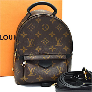 新品同様 ルイヴィトン バックパック パームスプリングス M44873 キャンバス×レザー レディース ブラウン LOUISVUITTON