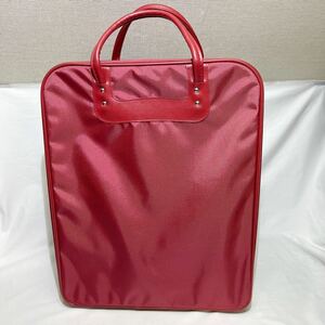 ☆美品☆着物バッグ 着物収納バッグ 持ち運び 旅行用 お稽古 和装バッグ ハードケース 着付け 赤 バッグ 縦型 (09155①E