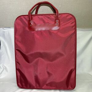 ☆美品☆着物バッグ 着物収納バッグ 持ち運び 旅行用 お稽古 和装バッグ ハードケース 着付け 赤 バッグ 縦型 (09155②E