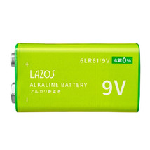 9V形 角電池 アルカリ乾電池 006P Lazos/0445ｘ５個セット/卸/送料無料_画像1