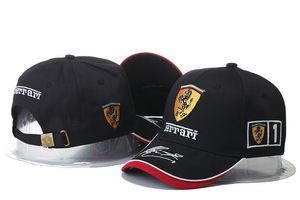 新品!フェラーリ 帽子 スポーツ コットンツイル刺繍ロゴ ゴルフ 野球帽 ブラック #15