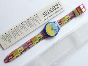 未使用電池交換済 スウォッチ レギュラーモデル Swatch 1996年 ラッキーシャドウ LUCKY SHADOW 品番GS105 時針がメキシコ人、分針が人の影