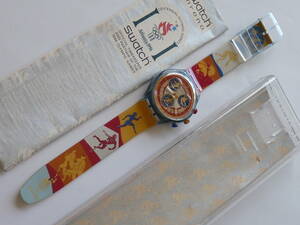 未使用電池交換済 稼働中 スウォッチ Swatch 1995年モデル Special Olympic 1995 Kalos 品番SCZ104 スモールタイプの３針部が球面形状