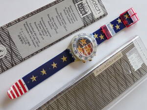  unused battery replaced Swatch Swatch Aquachrono 1995 year of model medium size AMERICAN DREAM product number SEK103