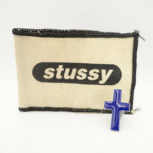 レア! STUSSY クロス アクセサリー/中古/ボタンダウンピアス/ブルー/ステューシー/ビンテージ/12816