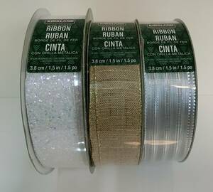 【未使用品】KIRKLAND WIRE-EDGED リボン 45.7M×3ヶセット