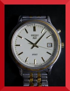 Seiko Seiko Spirit Spirit Ags 3 отверстия дата подлинное ремень 5M22-6A20 Мужские мужские часы v932