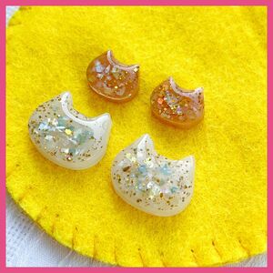 No.728 ハンドメイド　ピアス　猫　ネコ　セット　レジン　小ぶり　小粒