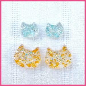 No.729 ハンドメイド　ピアス　猫　ネコ　セット　レジン　小ぶり　小粒