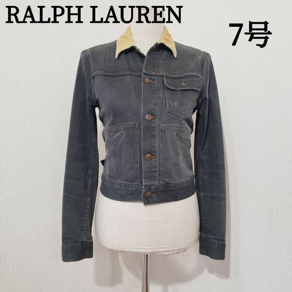 RALPH LAUREN　デニムジャケット　7号　S　ブラック系　ラルフローレン Gジャン