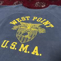 【スペシャル】1960’s WEST POINT U.S.M.A. ブラック×イエロー 3段プリント スウェットシャツ ヴィンテージ 当時物 40s 50s 60s_画像3