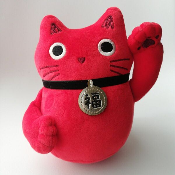 招き猫　まねき猫　福　マスコット　ぬいぐるみ　人形　赤色　赤　猫　ねこ　ネコ