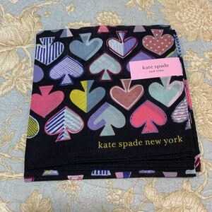 ケイトスペードKate spade new york 大判 ハンカチ 綿×絹 ミニスカーフ 未使用A