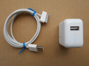 ★【中古】Apple純正 A1357 10W USB Power Adapter ACアダプター、dockコネクター USBケーブル 30ピン 1m★