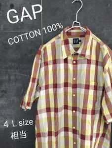 ★送料無料★ GAP シャツ ギャップ チェックシャツ 半袖 ４Ｌ 相当