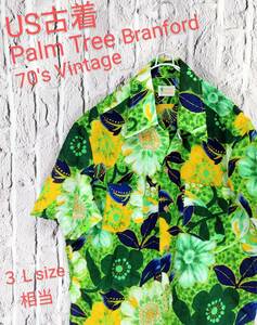 ★送料無料★ ＵＳ古着 Palm Tree of Branford 70's ヴィンテージ アロハシャツ ハワイアンシャツ オープンカラー ３Ｌ 相当