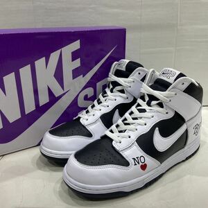 【NIKE SBナイキエスビー】×supreme DUNK HIGH OG QS By Any Means ダンクハイ 28.5cm ホワイト ブラック レザー 2309oki