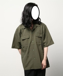 【未使用品】BURLAP OUTFITTER サプレックスナイロン S/S CAMP SHIRT SOLID RS /OLIVE DRAB色 Lサイズ