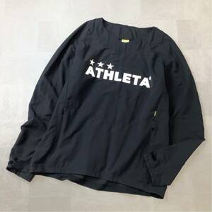 ATHLETA アスレタ ゲームシャツ 長袖シャツ メンズ Mサイズ ブラック サッカー アウトドア ビッグロゴ ナイロンジャケット