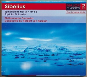 2枚組CD●カラヤン シベリウス 交響曲第２番、４番、５番、タピオラ、フィンランディア　輸入盤