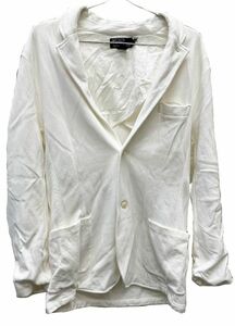 CR10646 ZK⑤【古着】ポロ・ラルフローレン 白きれいなジャケット L 白 綿100% カジュアル ポケット付き 長袖 細見え 前開き 訳あり メンズ