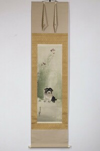 Art hand Auction [Trabajo auténtico, inscripción de caja de Akihiro Tomita] Pergamino colgante Keisen Tomita, Perro hecho en su juventud., 1904, 26 años, caja doble, pintura de animales, cuadro, discípulo de Kaori Miyako, Obra de arte, libro, pergamino colgante