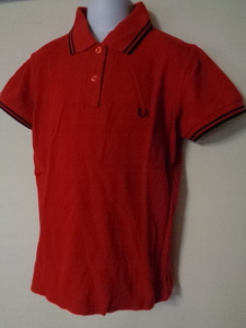  Britain made FRED PERRY Fred Perry embroidery one Point month katsura tree . Logo red polo-shirt with short sleeves 8 England made 