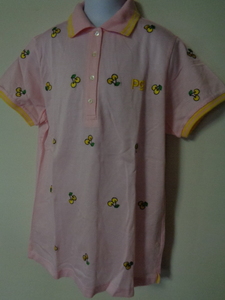 PEARLY GATES パーリーゲイツ 女性用 コットン ポロシャツ サイズ2 ピンク さくらんぼ
