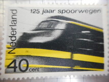 切手　古い切手　記念切手　記念　世界の切手 等 40 CENT NEDERLAND 125 JAAR SPOORWEGEN 電車　列車　汽車　特急　踏切　ーRー028_画像1