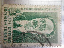 切手　古い切手　記念切手　記念　世界の切手　等　スタンプ　CR $ 0,60 BRASIL CORREIO CENTENARIO DE NASCIMENTO 1855-1955 ーSー015_画像1
