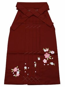 ◆袴 女性用◆刺繍 無地 はかま 単品 Lサイズ 紐下95cm hs-104 (11エンジ)【レディース 行灯袴 スカートタイプ 卒業式 謝恩会】