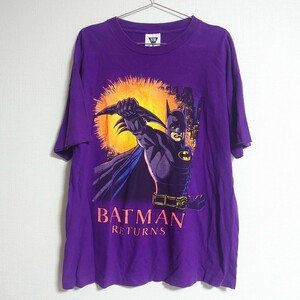 SSI BATMAN RETURNS バットマン リターンズ 90's メンズ 半袖 Tシャツ コットン パープル アメコミ キャラクター ヴィンテージ tp-23x887