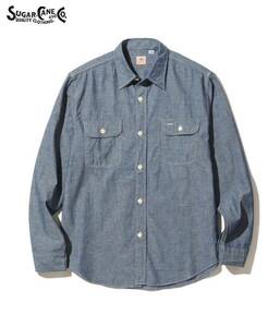 SUGAR CANE 421A)NAVY/SIZE M SC27850 “BLUE CHAMBRAY WORK SHIRT (LONG SLEEVE)”シャンブレーシャツ シュガーケーン