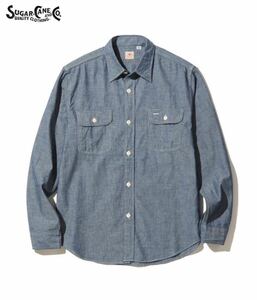 SUGAR CANE 421A)NAVY/SIZE L SC27850 “BLUE CHAMBRAY WORK SHIRT (LONG SLEEVE)”シャンブレーシャツ シュガーケーン