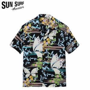 SUN SURF 119BLACK/SIZE XXL SS39027 “FLUTTERING BEAUTY” サンサーフ アロハシャツ