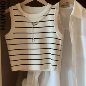 ショート丈 サマーニット ボーダートップス