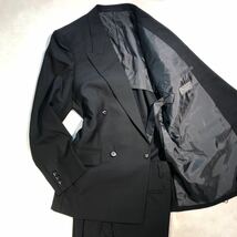 新品【サイズY7 XL★高級礼服】4Bダブルスーツ 漆黒フォーマル 背抜き ノーベンツ 1タック アジャスター付き セットアップ 喪服 ウール100%_画像1