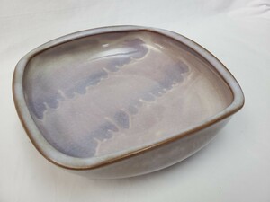 美品　萩焼　椿秀窯　変形角型　スクエア　盛皿　盛鉢