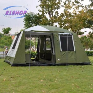 「81SHOP」８人以上 大型テント 2つのベッドルームと1つのリビングルーム アウトドア キャンプ キャンプ ピクニック 防雨 防風