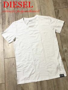 正規 【DIESEL】新品未使用 White（Vネック） ディーゼル 裾タグモデル ストレッチ Tシャツ cotton95% elastin5% ホワイト M★