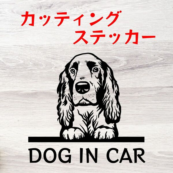 カッティングステッカー DOG IN CAR フィールドスパニエル