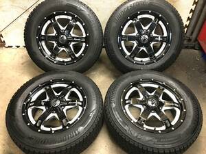 【225/65R17】溝有BS DM-V3 スタッドレスタイヤ【17×7.5J+38 PCD114.3/127 5Hマルチ】LMアルミホイール 4本 ハリアー,エクストレイルなど