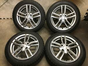 シトロエンC3 プジョー208【195/55R16】溝有ダンロップ スタッドレスタイヤ【16×6.5J+25 PCD108 4H平座】EUROTECHアルミホイール 4本