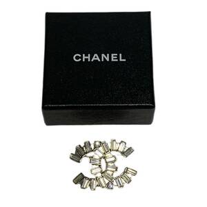 【美品】 CHANEL シャネル ヴィンテージ ブローチ ココマーク ラインストーン シルバー