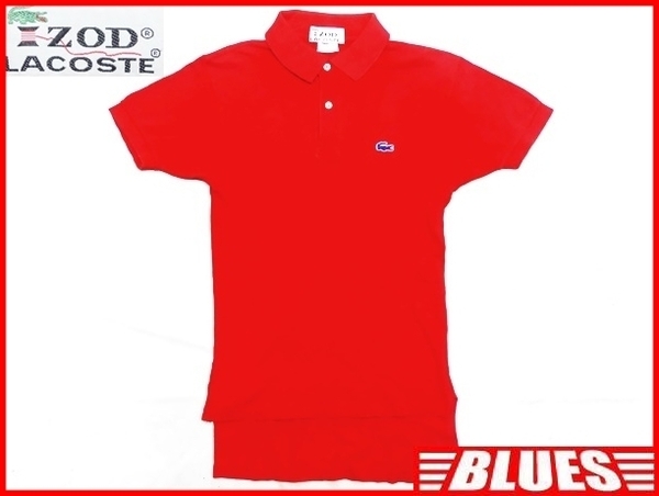 即決★米国製 IZOD LACOSTE★メンズS位 ビンテージ古着 ポロシャツ ラコステ 赤 レッド 半袖 70~80s アメリカ製 コットン ダックテール