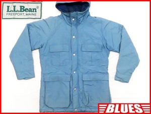 即決★米国製 L.L.Bean★レディースS ビンテージ古着 中綿ジャンパー エルエルビーン 水色 ブルー 80s メンズS位 アウトドア コート 登山