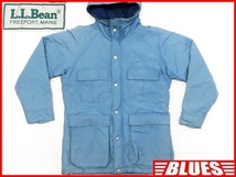 即決★米国製 L.L.Bean★レディースS ビンテージ古着 中綿ジャンパー エルエルビーン 水色 ブルー 80s メンズS位 アウトドア コート 登山_画像1