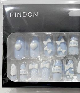 訳あり品 地雷系 量産型 24枚 ネイルチップ 新品 未開封 即日発送 07 ホワイトブルー RINDON リンドン