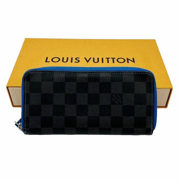 【良品】ルイヴィトン LOUIS VUITTON N64031 ダミエグラフィット ポルトフォイユ ヴァスコ 長財布 ブルー ブラック